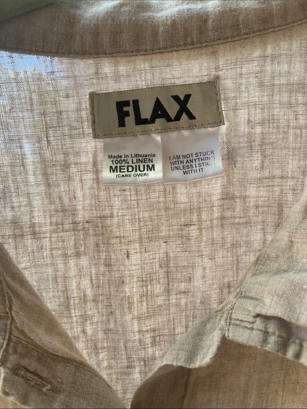 FLAX Short-Sleeve Linen Button-Down in Natural Taupe